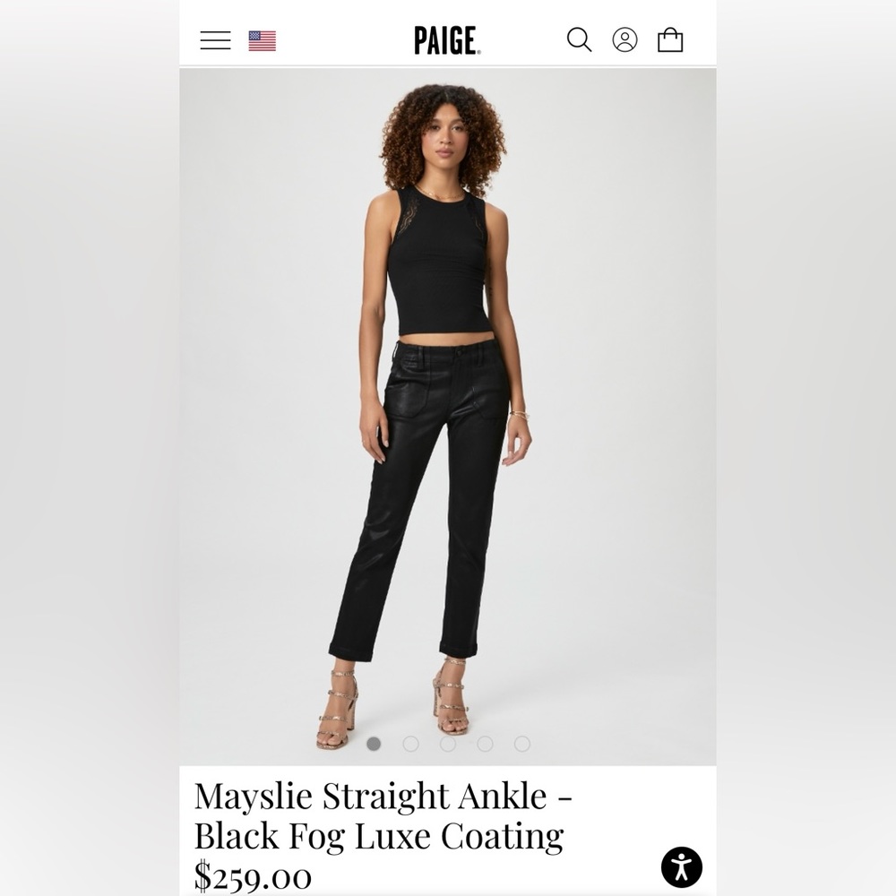 NWT PAIGE MAYSLIE STRAIGHT ANKLE COATED SIZE 30